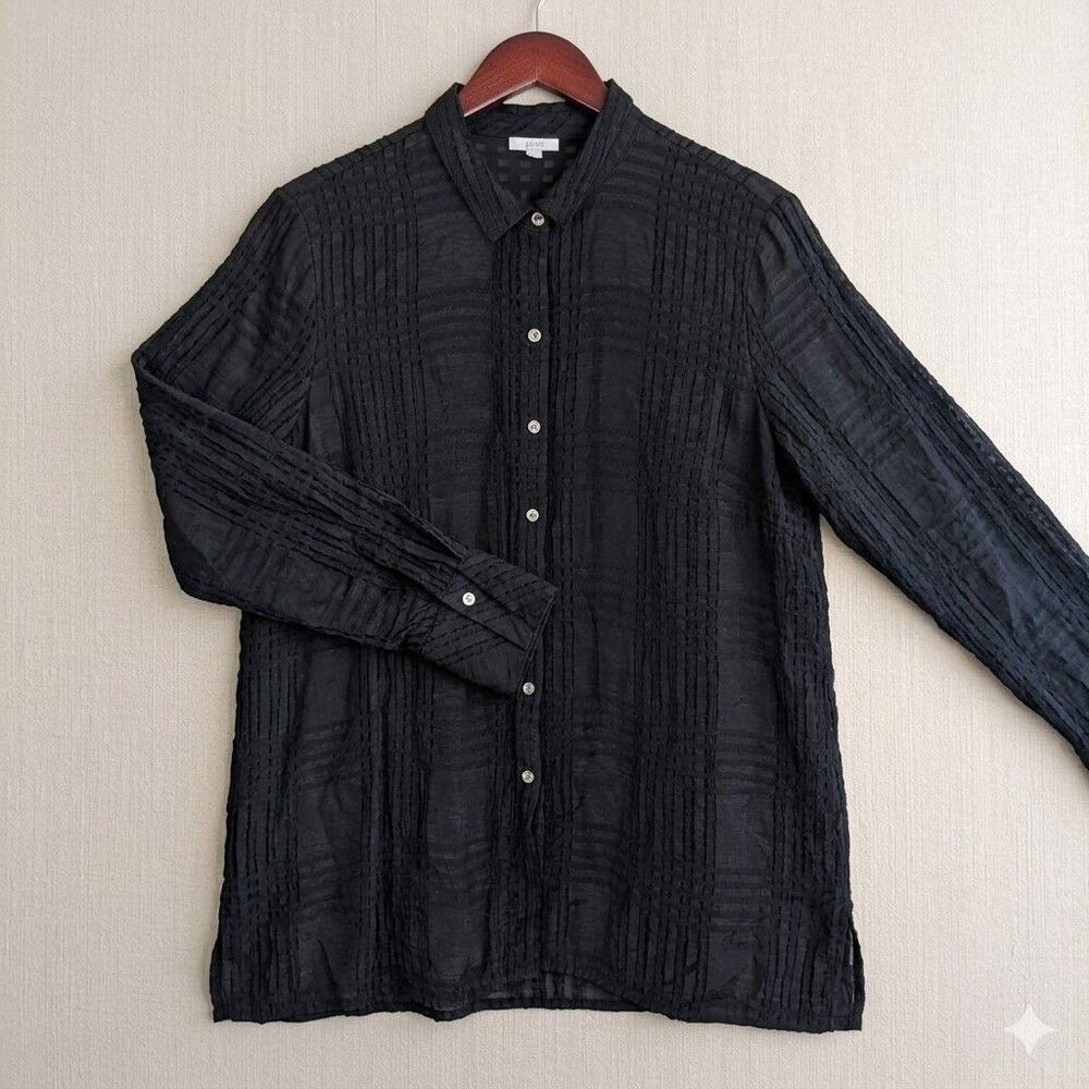 J Jill Textured Semi Sheer Button Shirt - XL